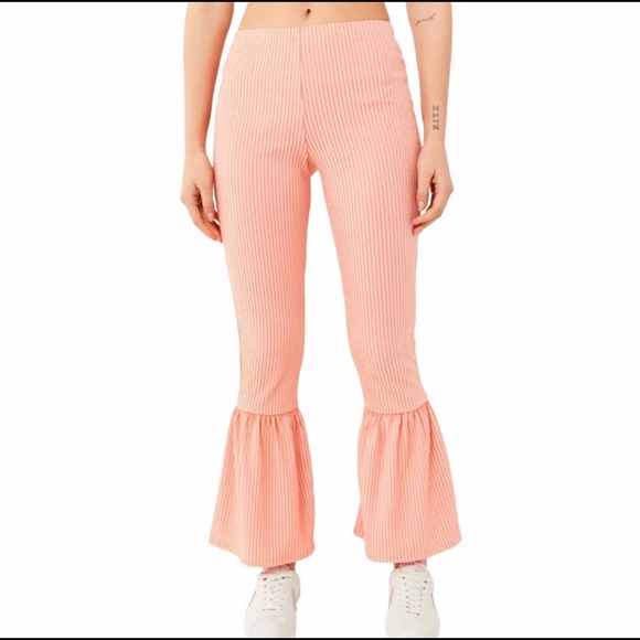 URBAN OUTFITTERS ORANGE STRIPED BOOT LEG PANTS   M - Picture 3 of 9